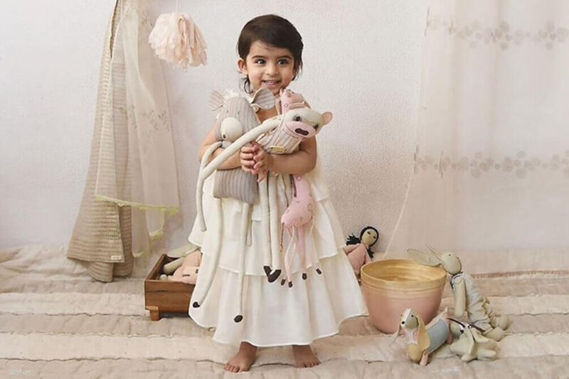 Sustainable fashion designer Anavila Misra uses leftover organic fabric to craft dolls clad in cotton saris and a coterie of animal companions inspired from the Panchatantra.